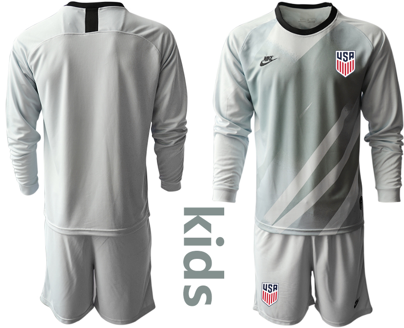 Cheap Youth 2020-2021 Season National team United States goalkeeper Long sleeve grey Soccer Jersey
